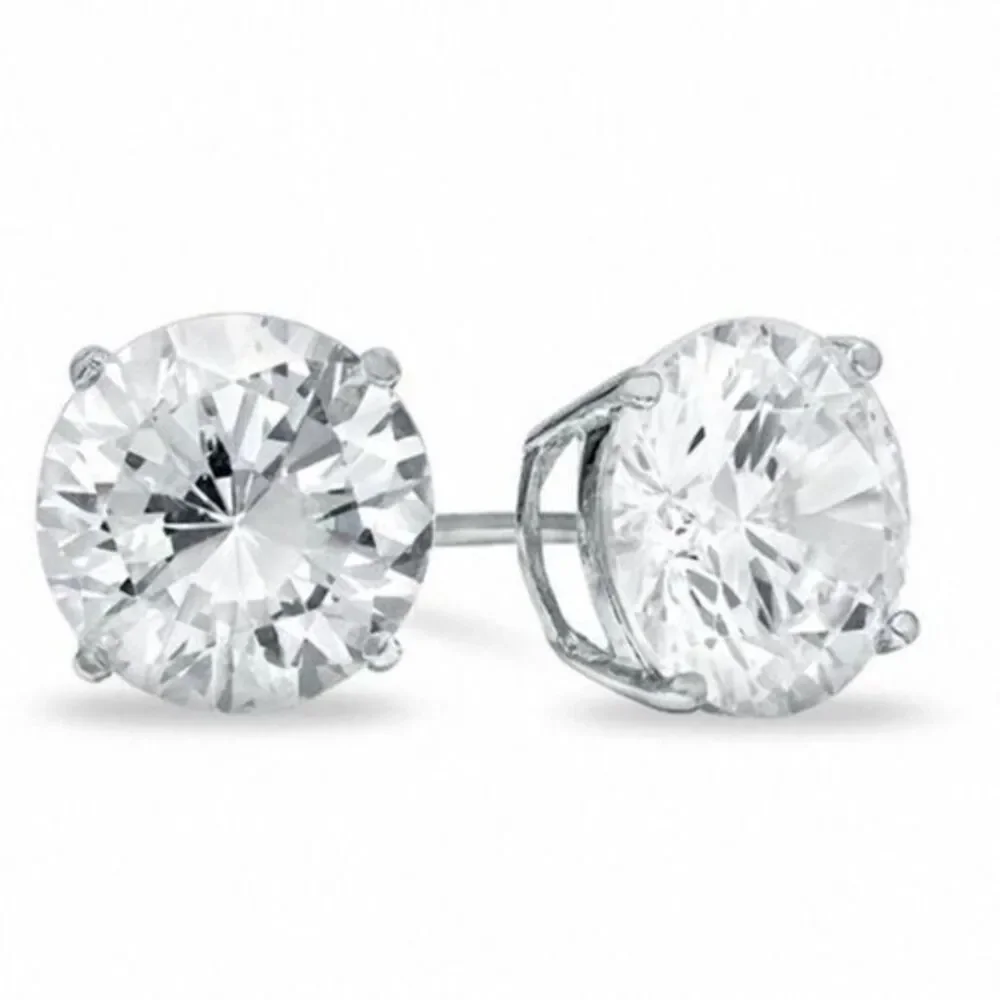 Renaissance Collection 14k White Gold CZ Studs